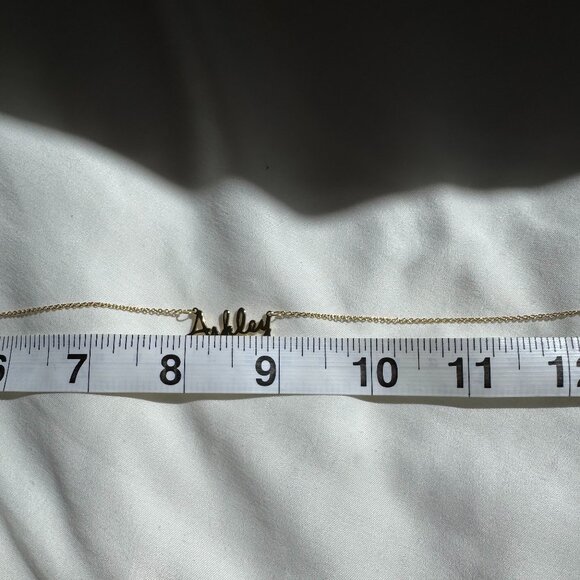 NWOT MonogramHub Script Name Necklace "Ashley" 14k Gold Plated, 18" Link Chain - Picture 15 of 16